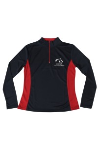 W213   Design contrast color half chest zipper long sleeve enterprise collar contrast color flat machine women's racing training suit detail view-5